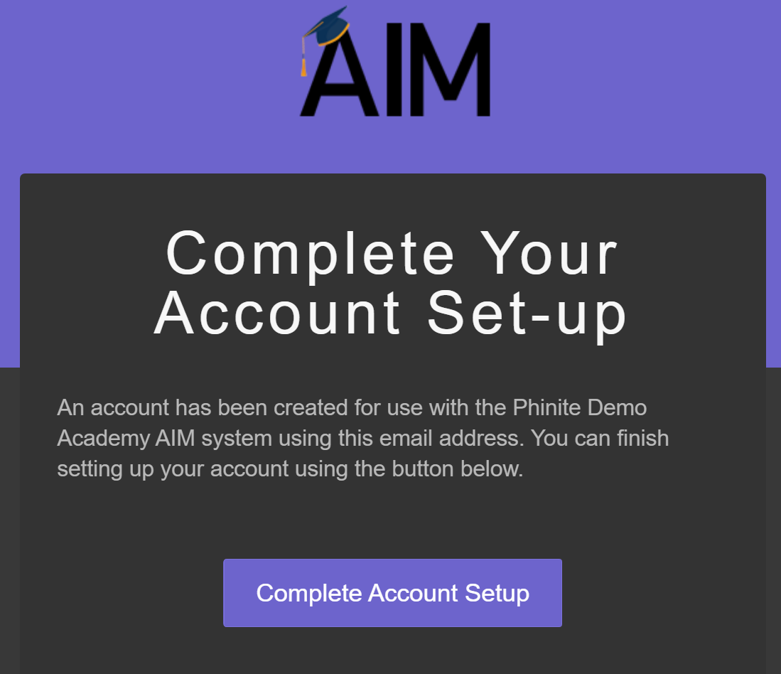 Account Setup Email